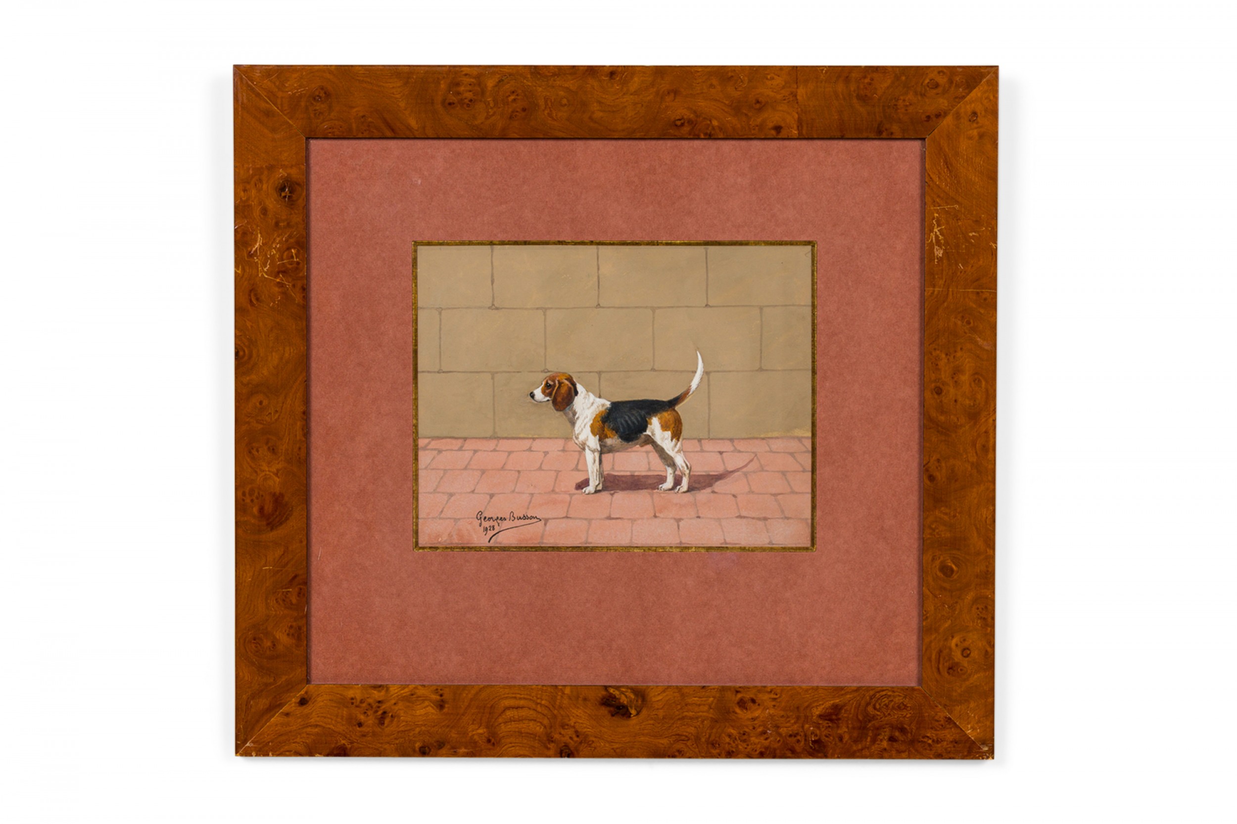 Georges busson art deco small beagle watercolor 1
