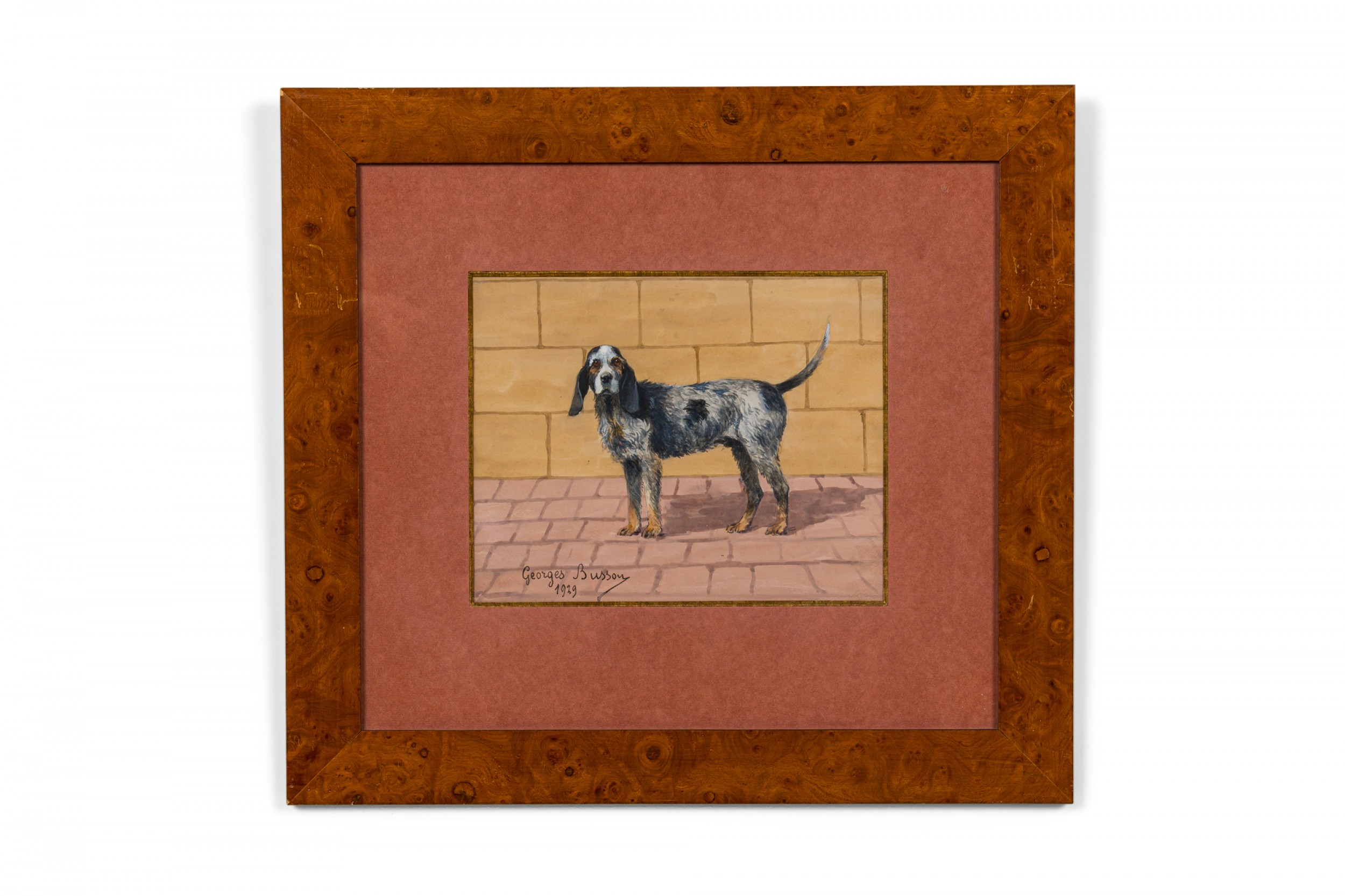 Georges busson art deco wire haired spaniel dog watercolor 1