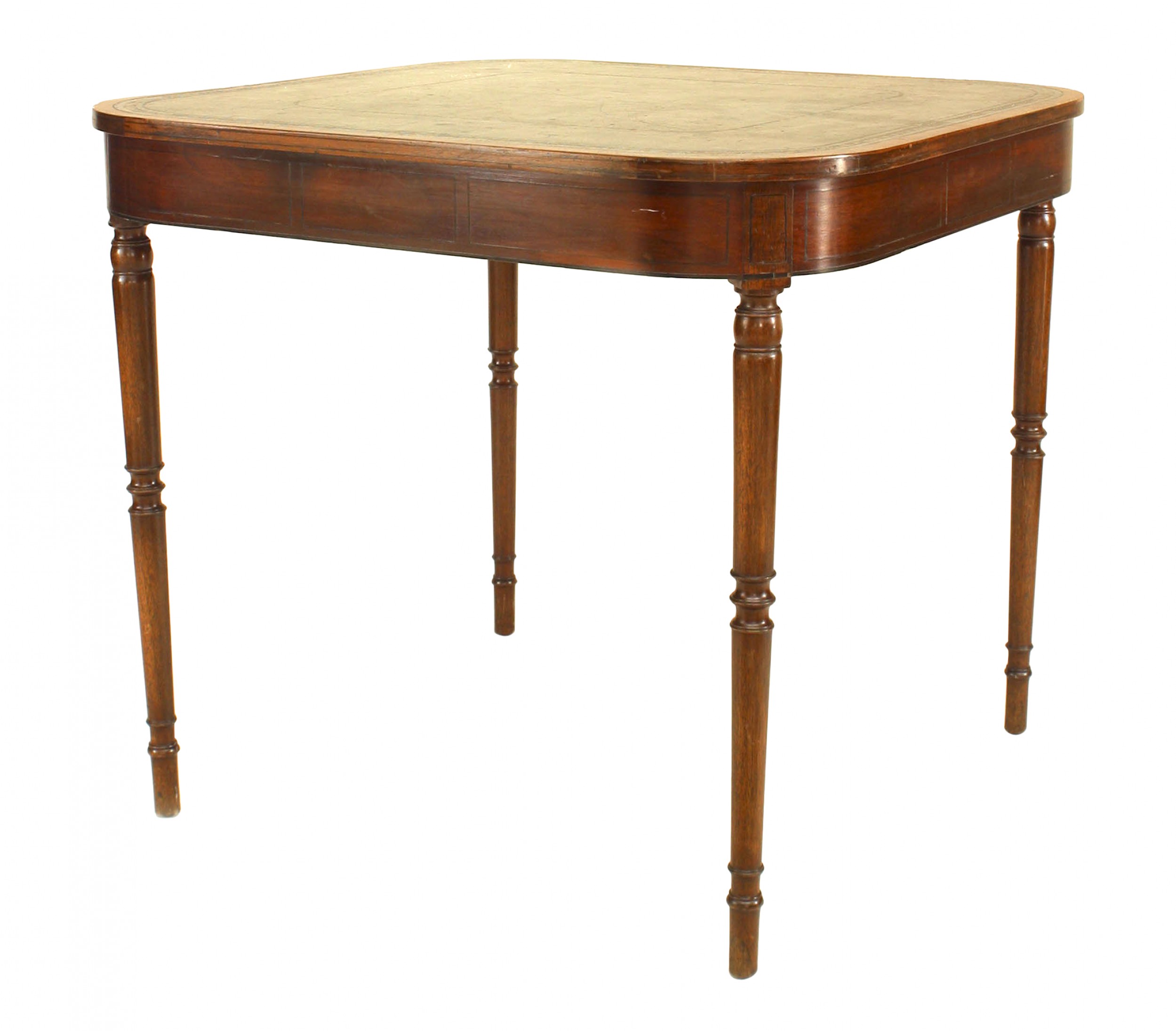 English sheraton mahogany game table 1