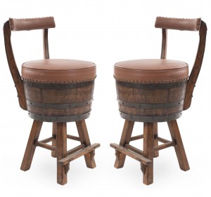 Rustic old hickory oak barrel side chairs