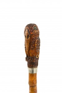 English victorian bamboo owl cane