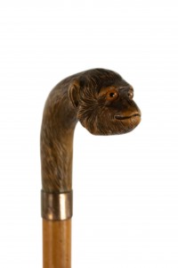 English victorian monkey head cane