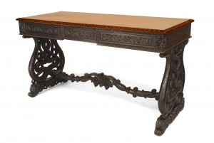 English anglo indian rosewood and padouk writing table