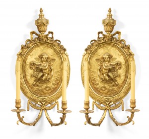 French louis xv bronze dore wall sconces