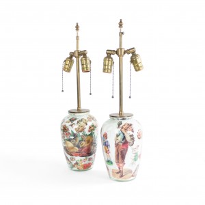 English victorian decoupage table lamps