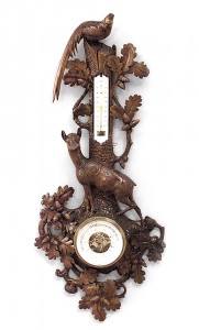 Rustic black forest walnut barometer