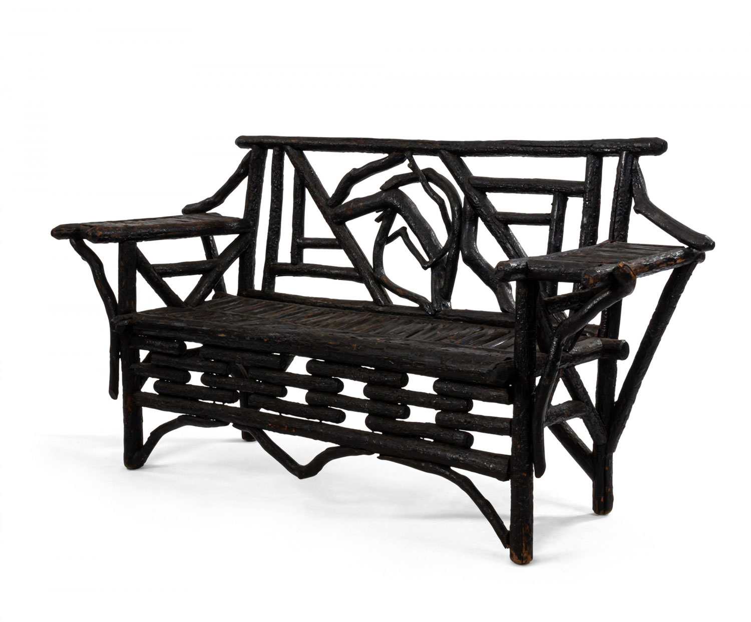 American rustic adirondack twig loveseat