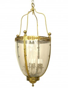 French louis xvi bronze dore and glass hanging lantern