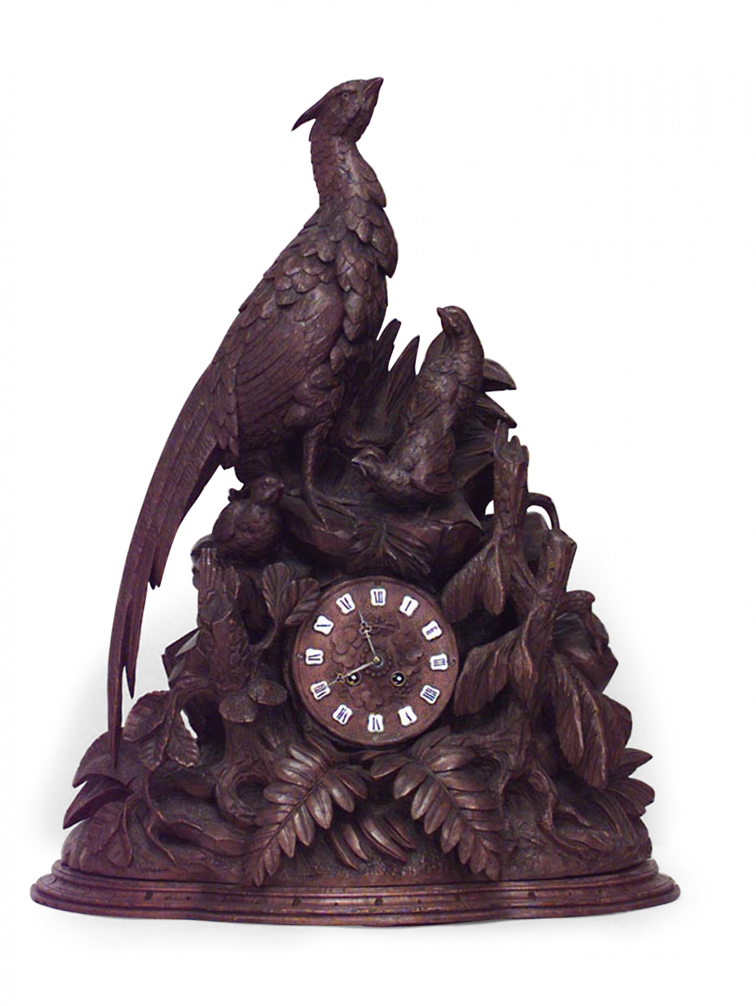 Black forest walnut bird mantel clock 3