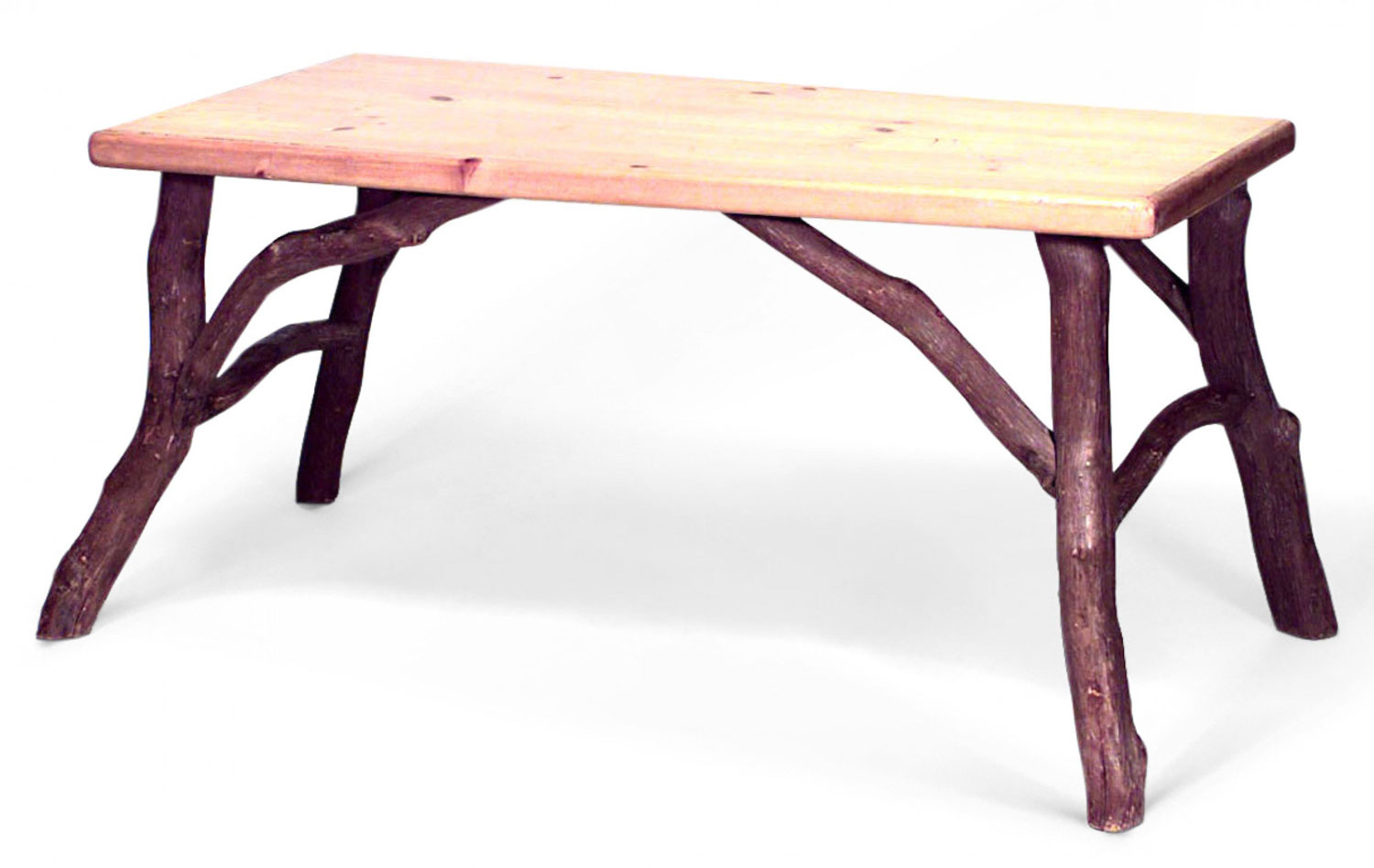 American rustic old hickory pine dining table