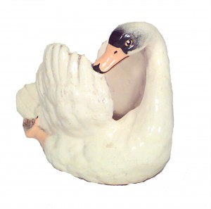 French victorian white porcelain swan centerpiece