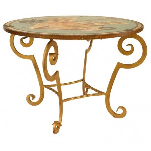 French art deco gilt wrought iron painted end table