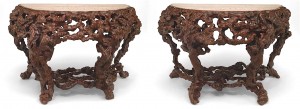 Chinese rustic root console tables