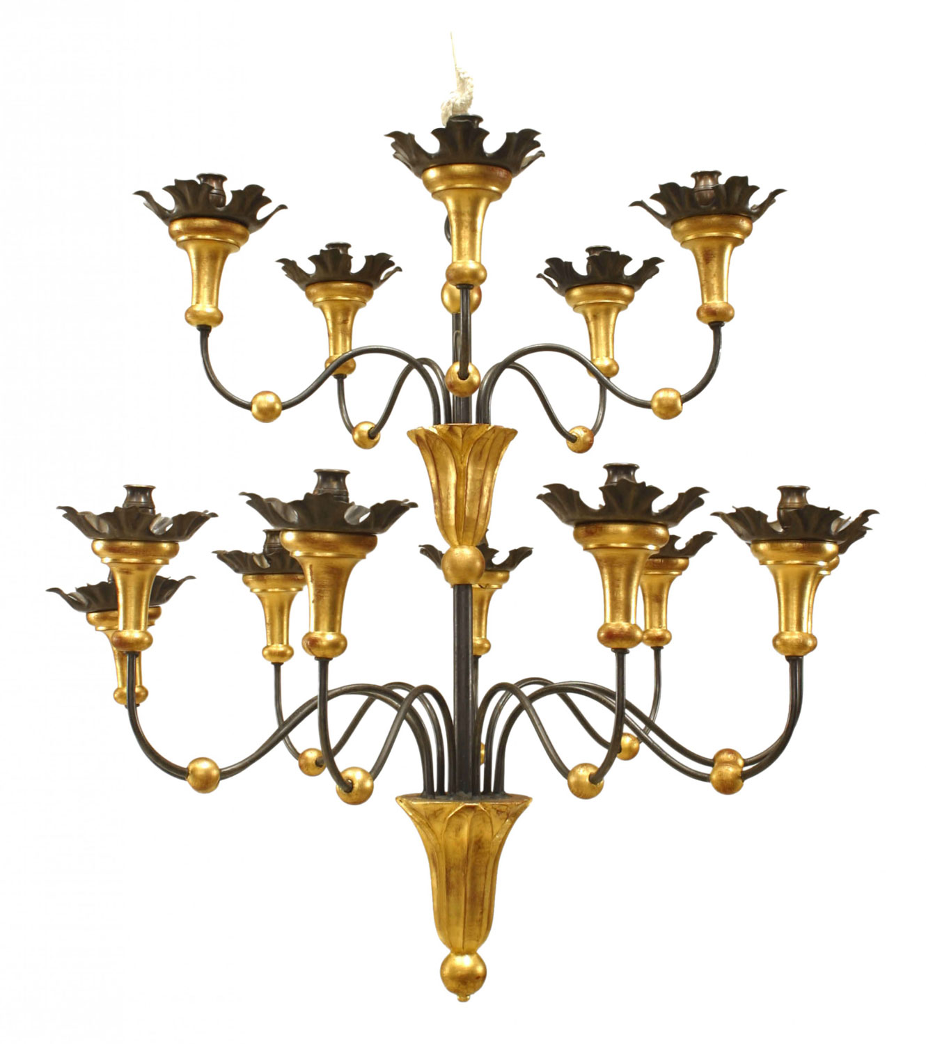 Italian tuscany style gilt wood and iron chandelier 1