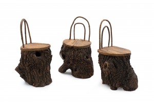 Rustic continental tree trunk side chairs 1
