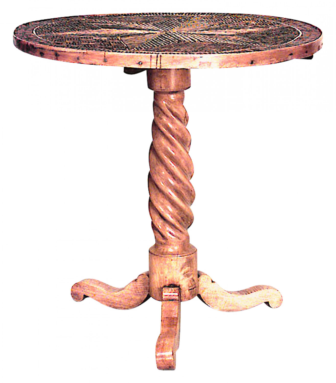 Rustic continental elm wood end table