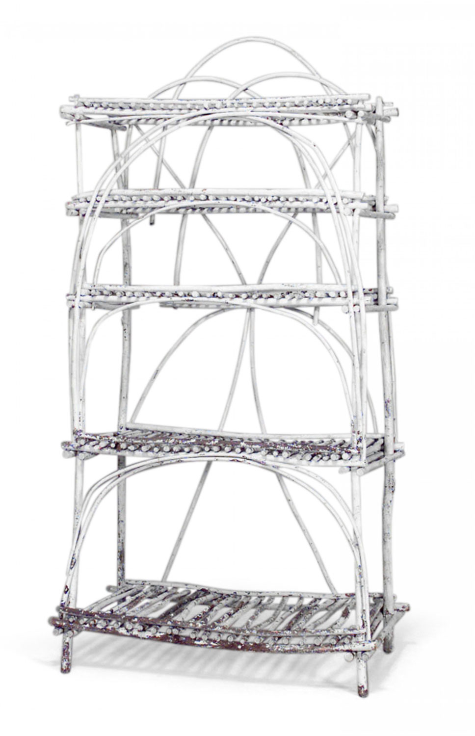 Rustic adirondack white painted etagere