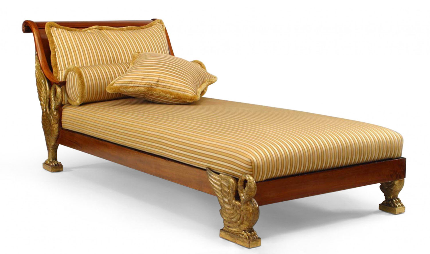 Continental neoclassic yellow silk chaise 1