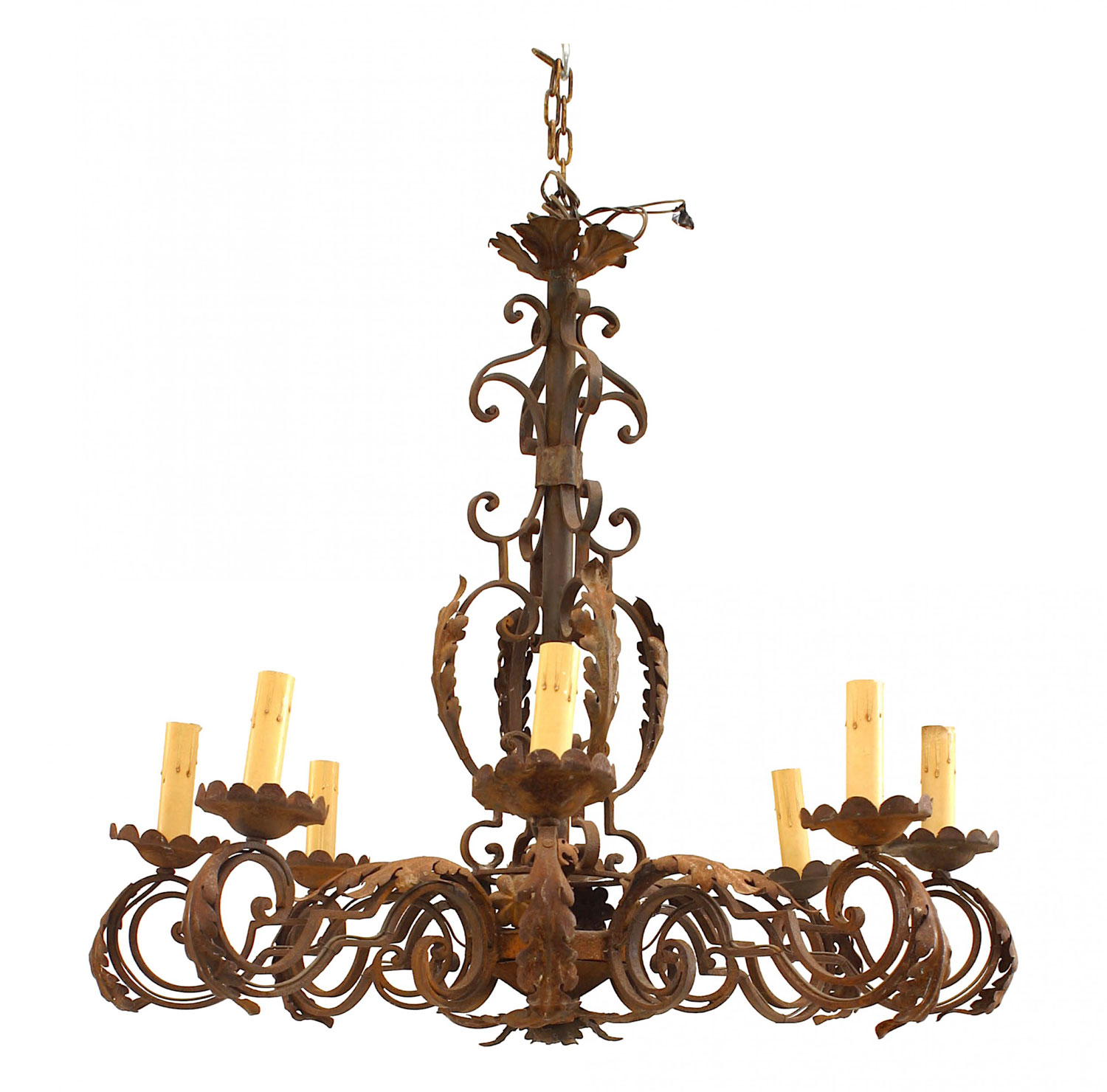 Italian renaissance style wrought iron chandelier