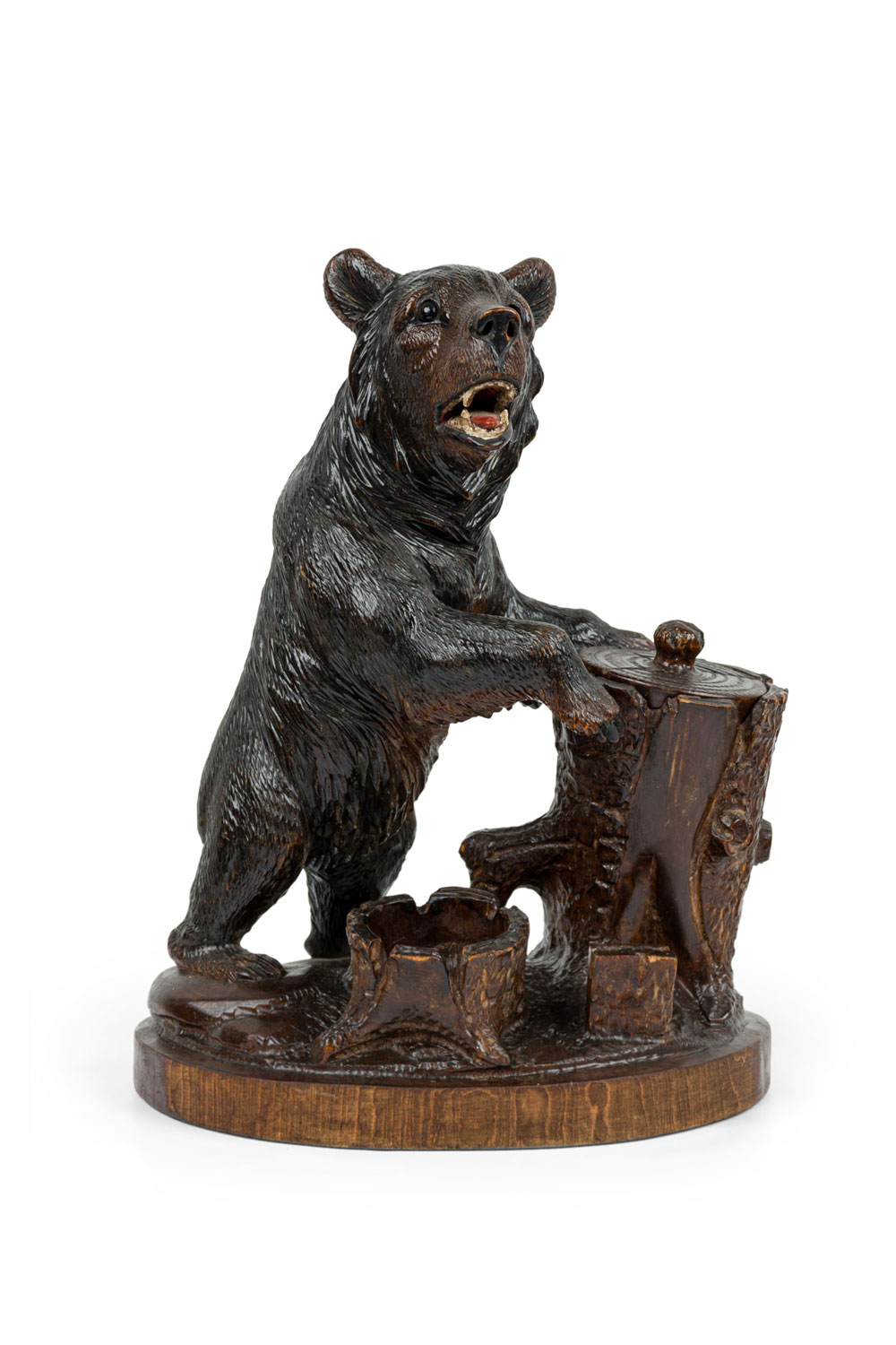 Rustic black forest carved bear humidor 1