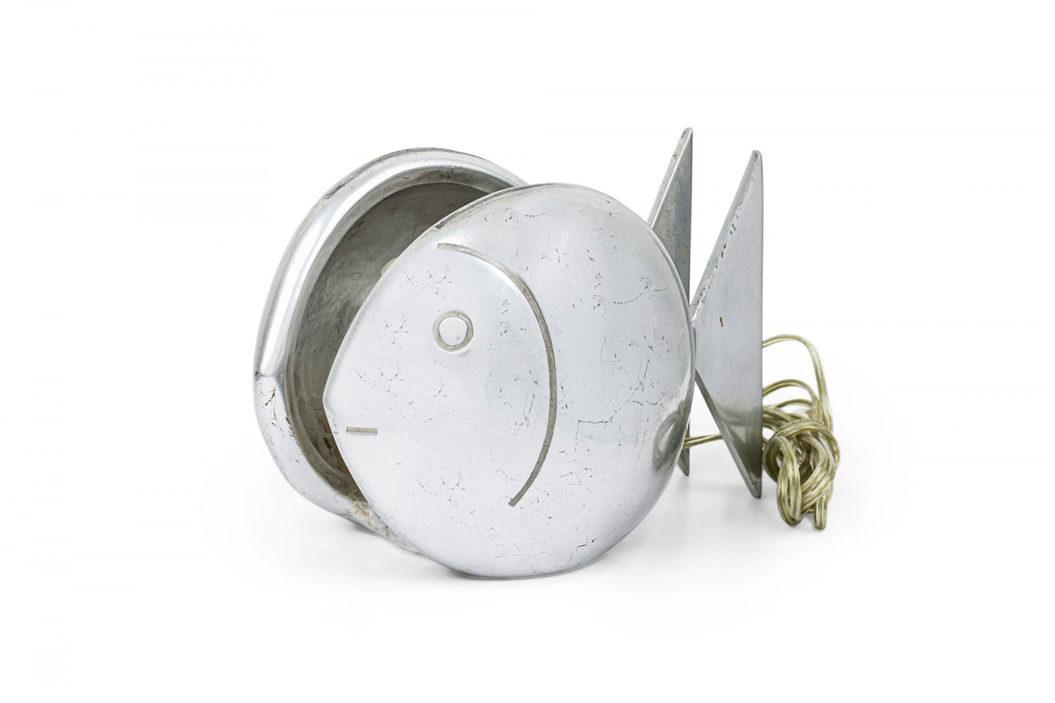 French art deco pewter fish table lamp