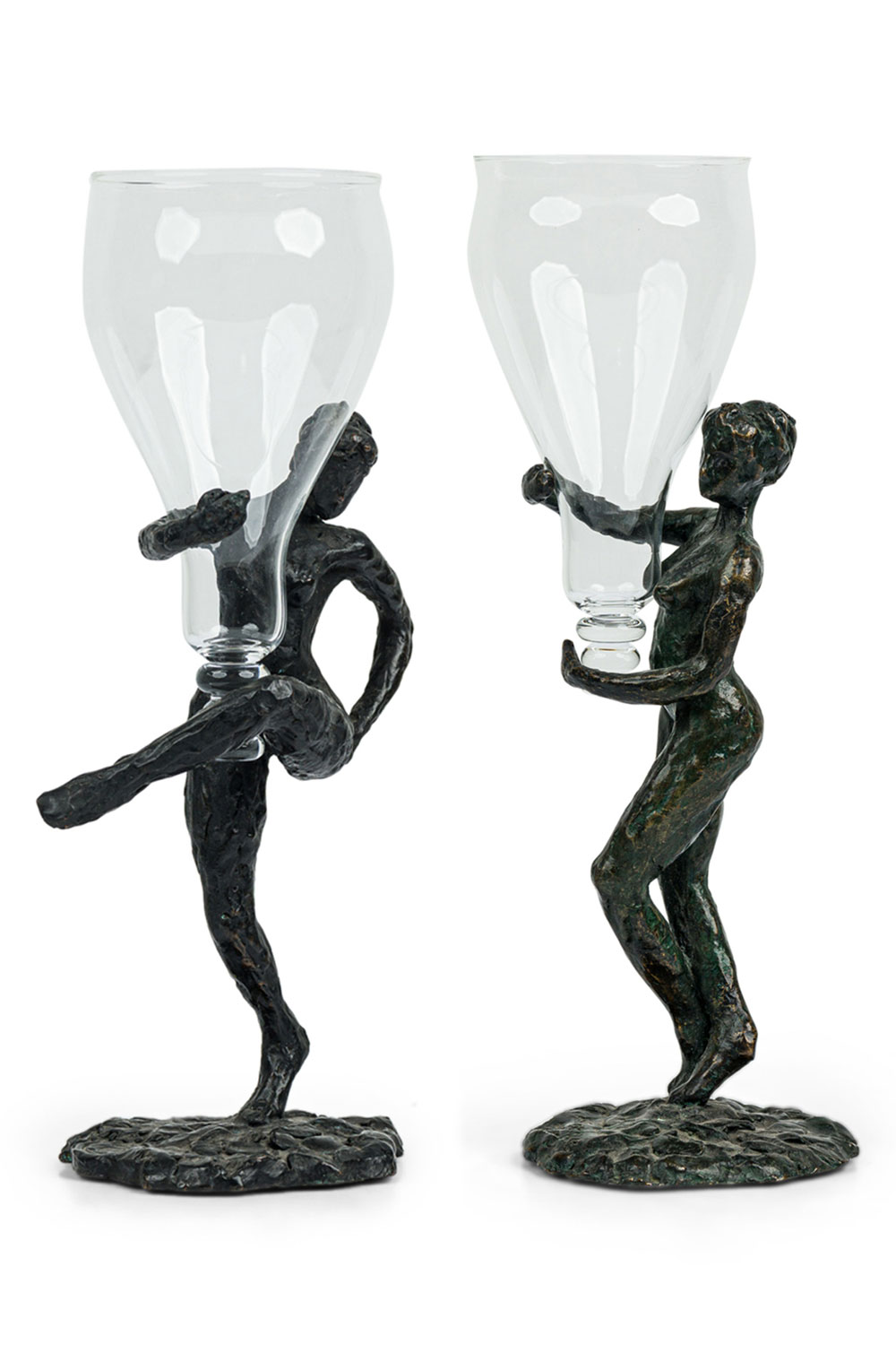 Pair laroche bronze female figures