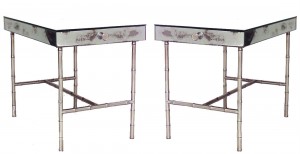 French Mid Century mirrored low end tables
