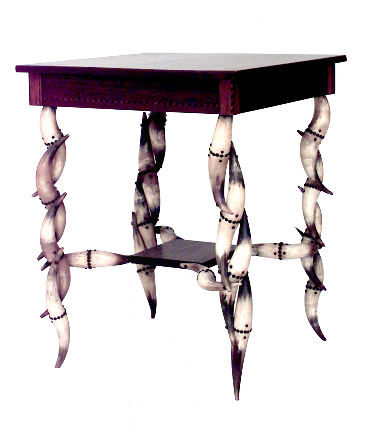 Rustic continental steer horn end table