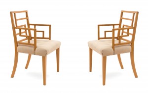 English maple geometric arm chairs
