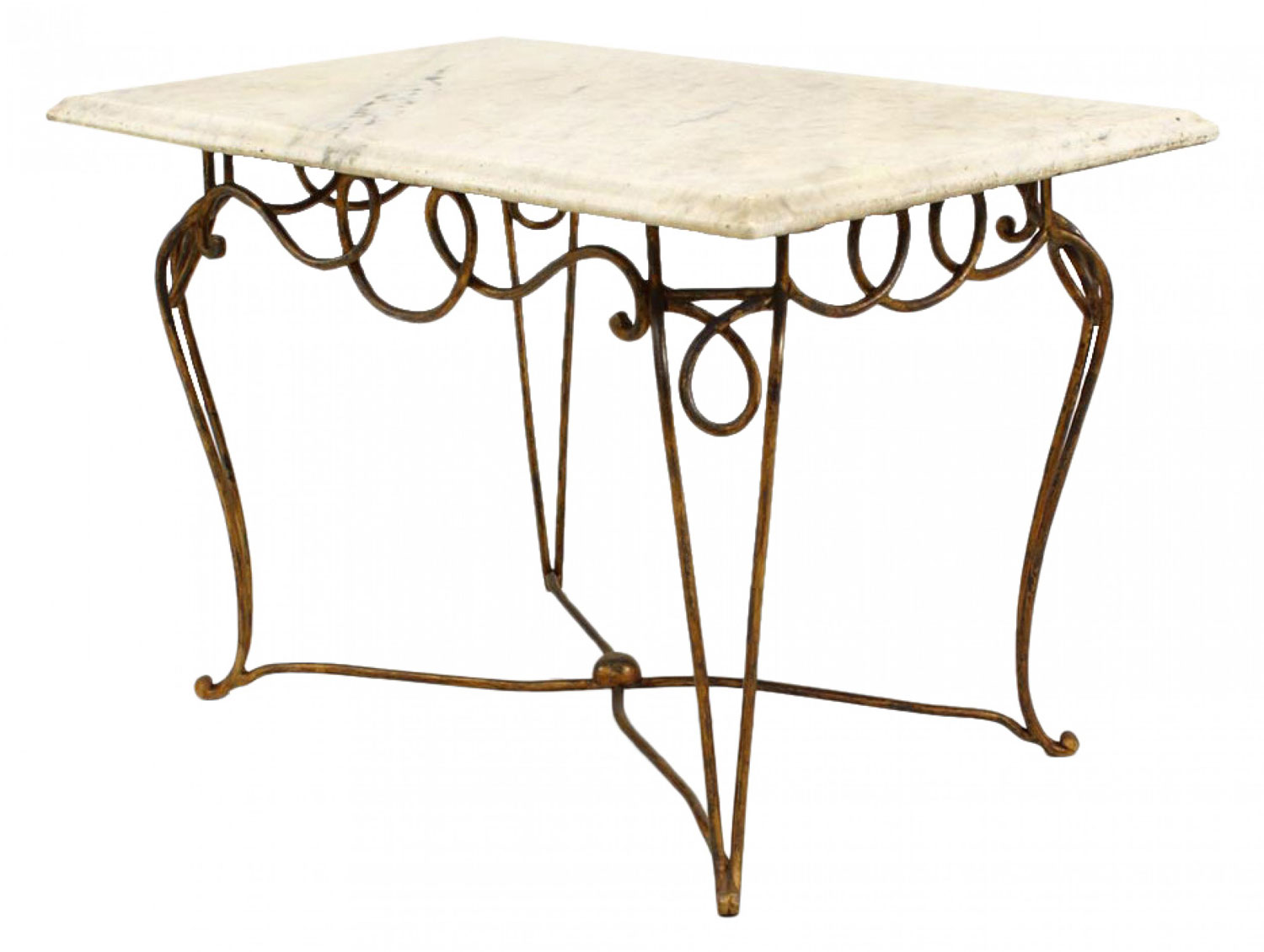 French scroll marble top coffee table