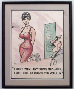 Paintings art cartoon mid century american watercolor 058801a 1