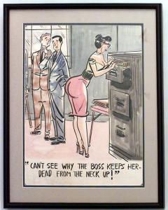 Paintings art cartoon mid century american watercolor 058802a 1