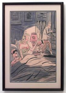 Paintings art cartoon mid century american watercolor 058812 1