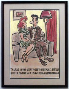 Paintings art cartoon mid century american watercolor 058813a 1