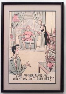 Paintings art cartoon mid century american watercolor 058816 1