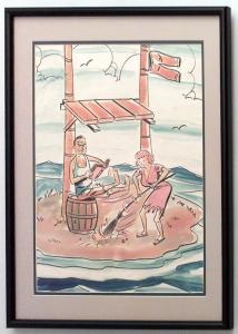 Paintings art cartoon mid century american watercolor 058817 1