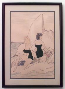 Paintings art cartoon mid century american watercolor 058823 1