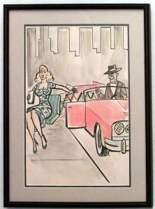 Paintings art cartoon mid century american watercolor 058824a 1