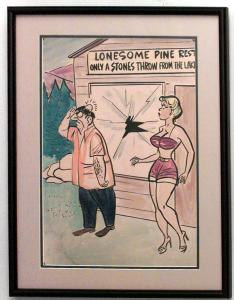 Paintings art cartoon mid century american watercolor 058832a 1