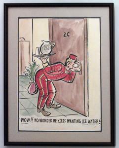 Paintings art cartoon mid century american watercolor 058833a 1
