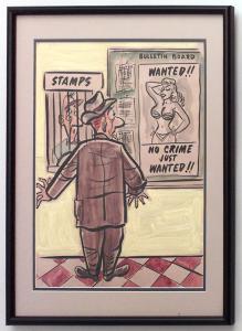 Paintings art cartoon mid century american watercolor 058839 1