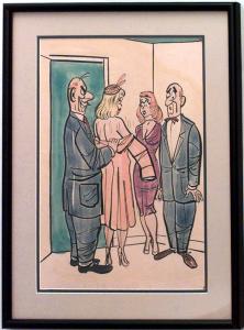 Paintings art cartoon mid century american watercolor 058847 1