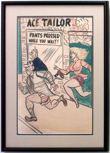 Paintings art cartoon mid century american watercolor 058900 1