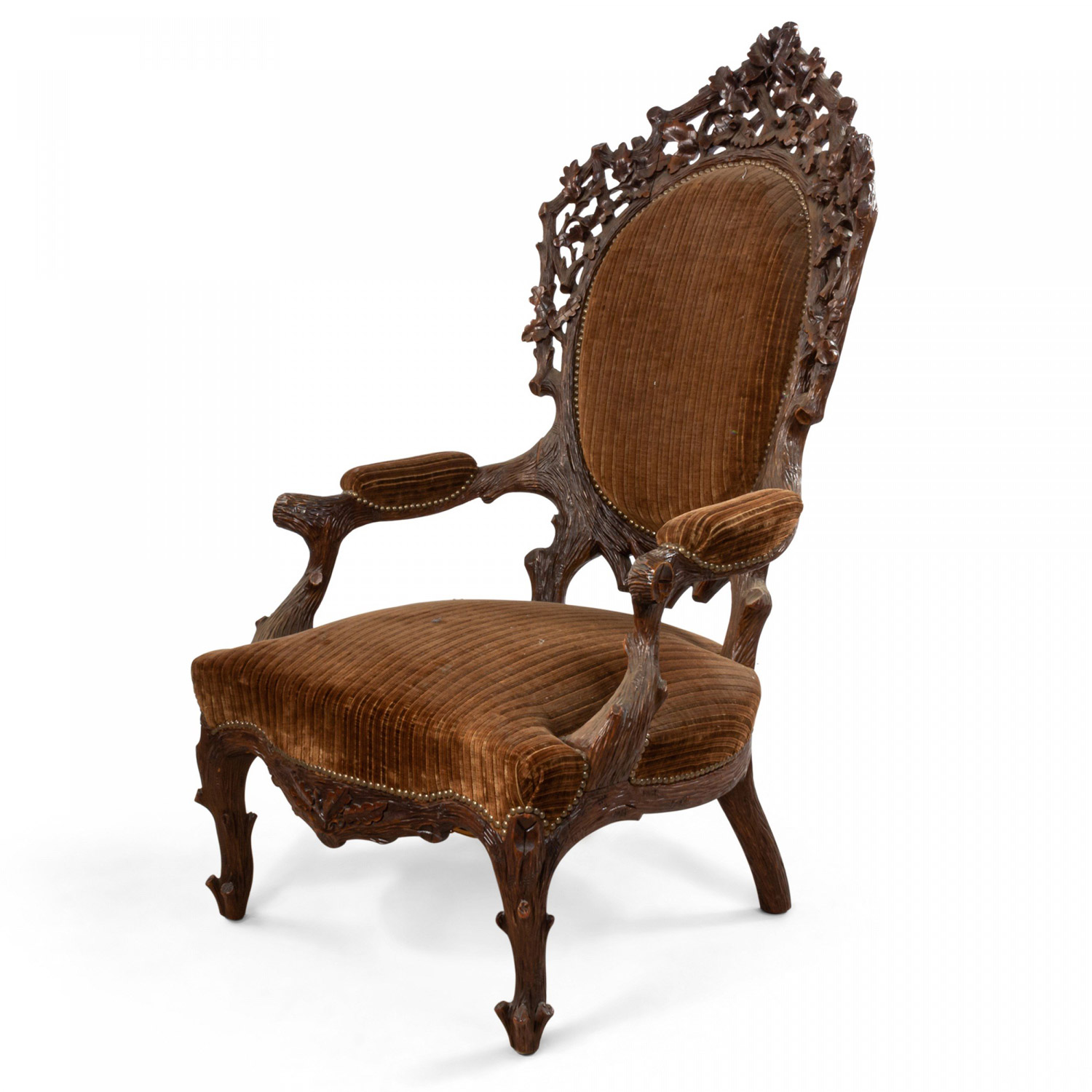 Rustic black forest velvet arm chair