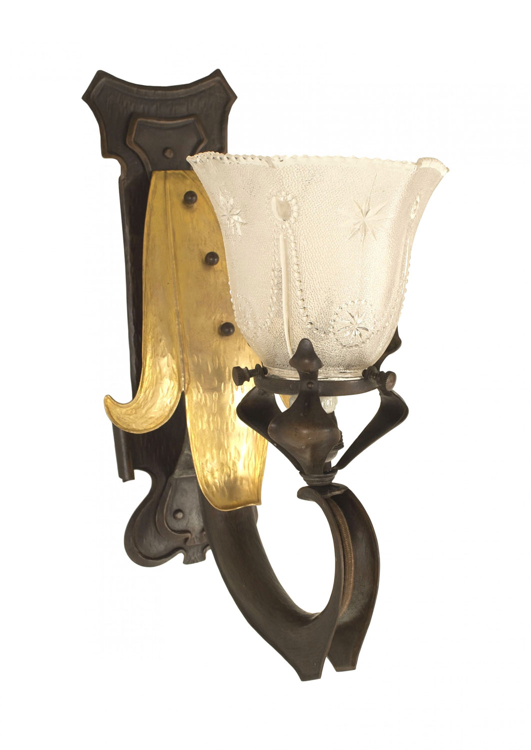 French art nouveau copper wall sconces 2