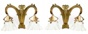 French art nouveau brass wall sconces 1