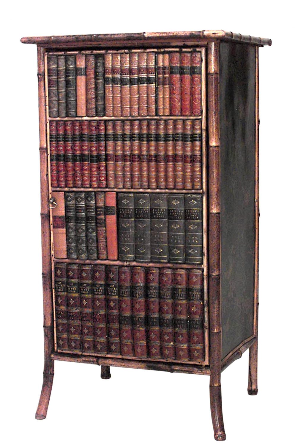 English victorian bamboo and black lacquered bookcase