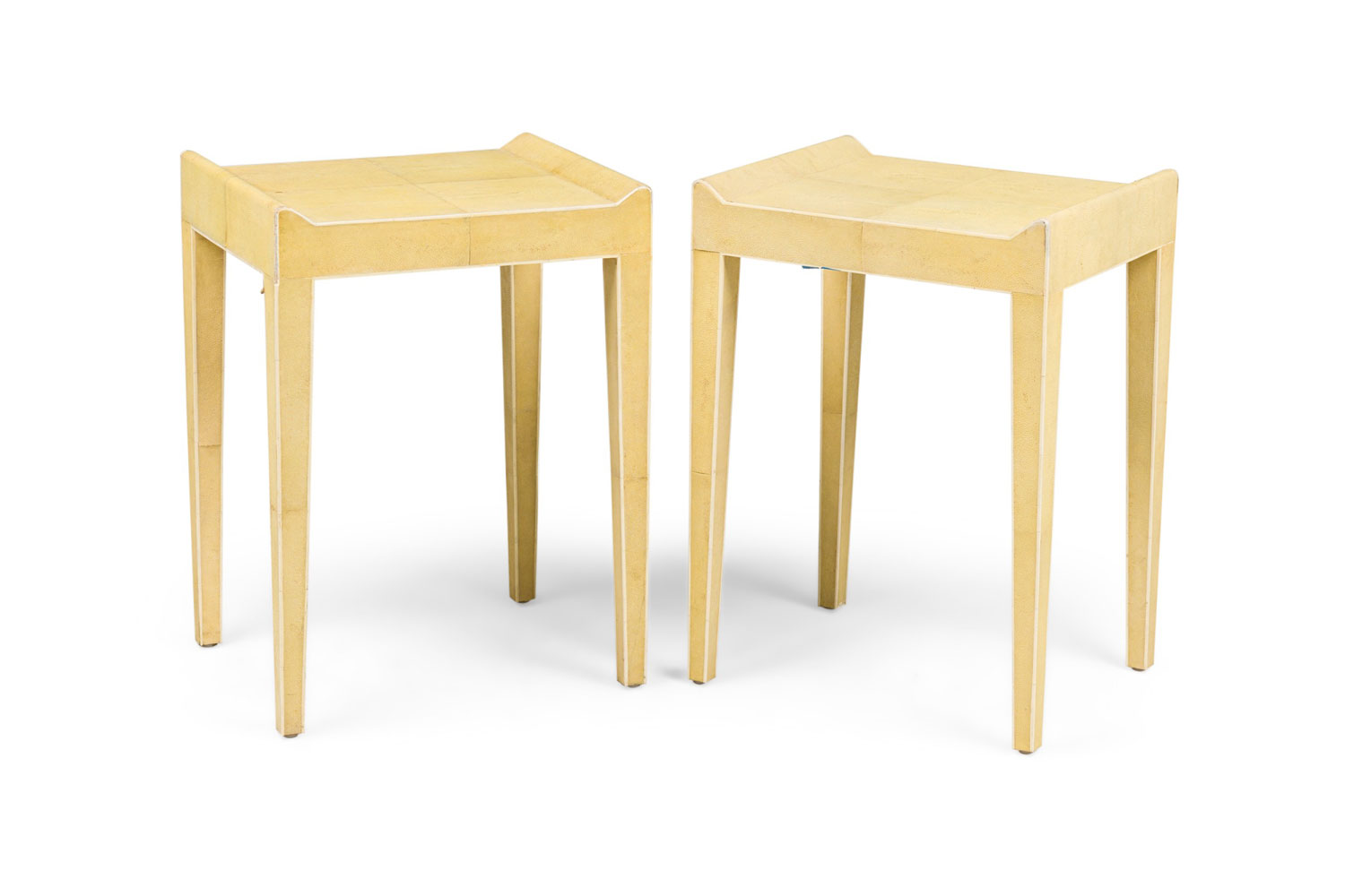 French art deco style green shagreen end tables