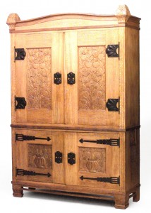 English arts crafts oak cabinet