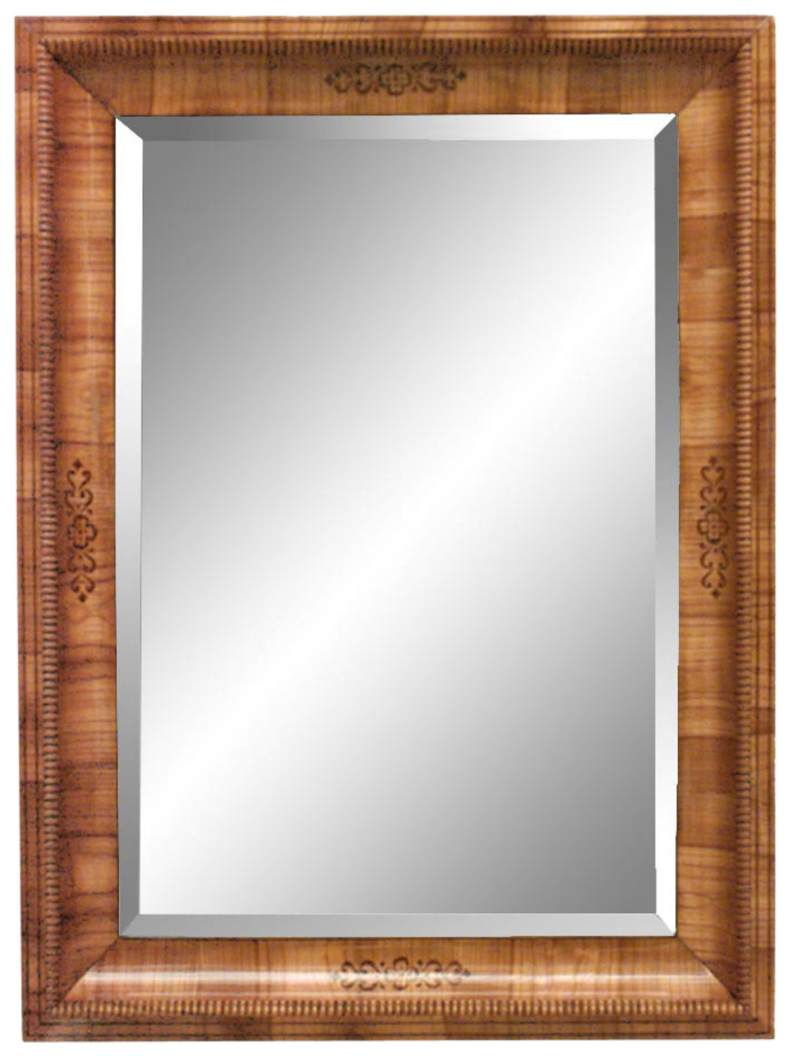 Austrian biedermeier cherrywood and walnut wall mirror